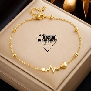 Anklet 18K Gold Titanium "Heart Beat) Ankle Bracelet
